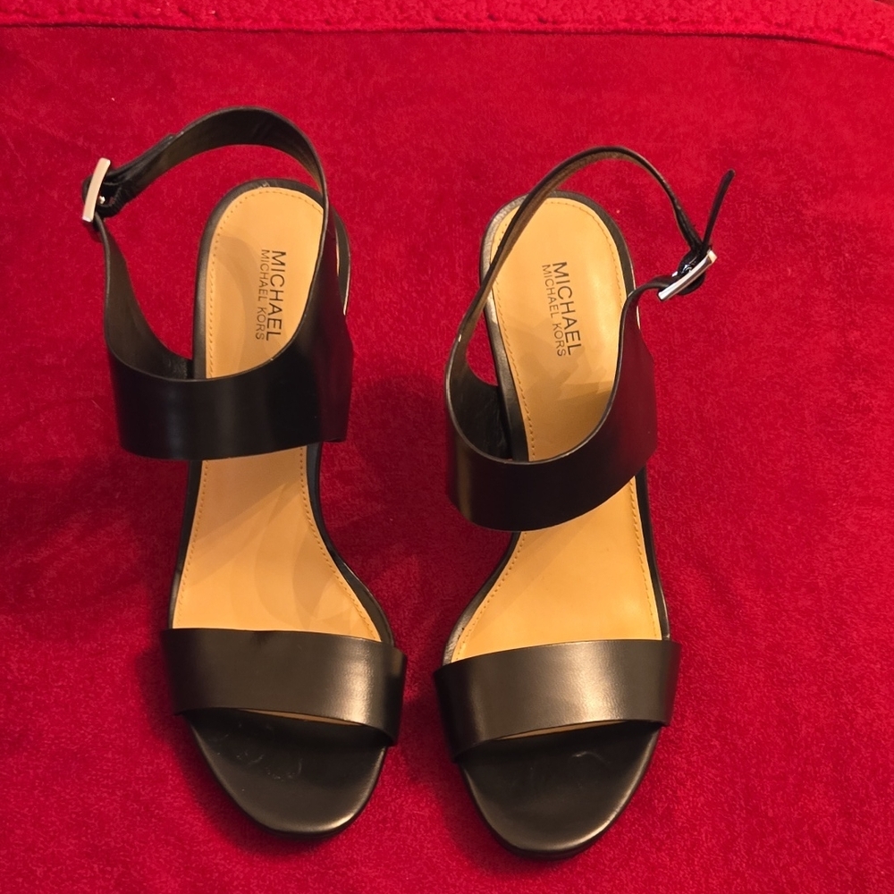 Michael Kors Black Leather Sandals